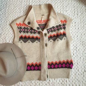 Free people Womens Crochet Vest Button Front SizeM